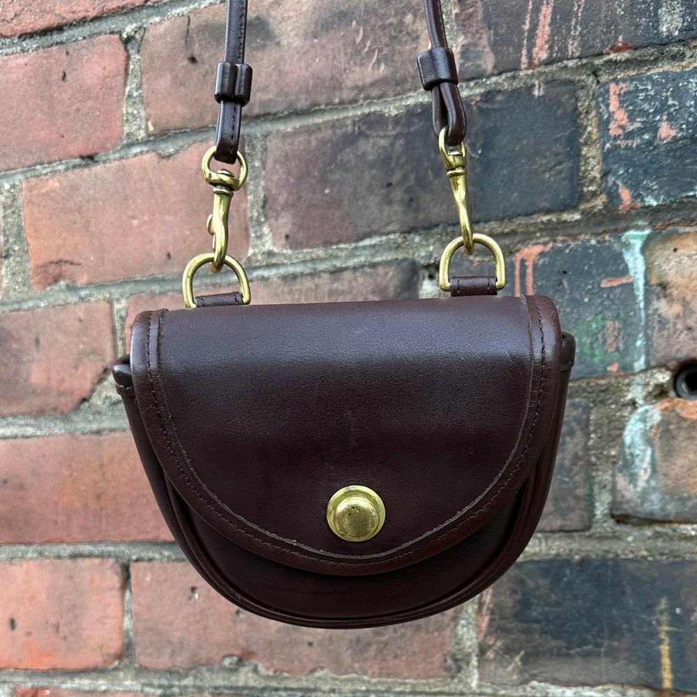 Vintage COACH #9826 Dark Brown Leather Mini Belt Bag / Crossbody Bag